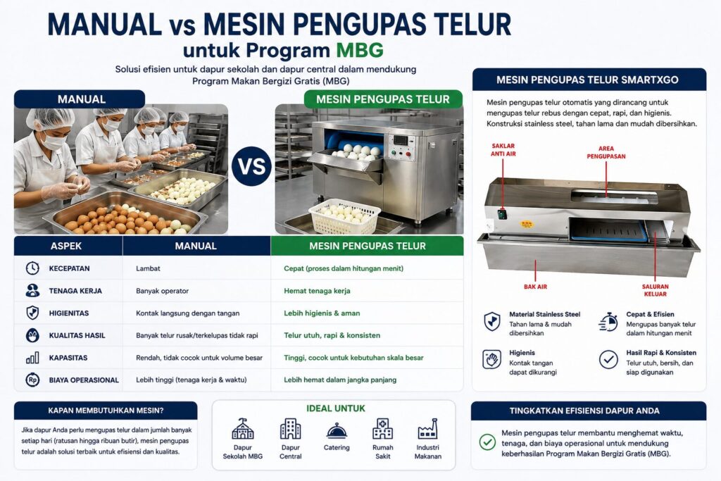 Manual vs Mesin Pengupas Telur